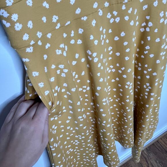 Pact Sleeveless Fit And Flare Midi Dress Womens Large Mustard Floral Pockets - Picture 9 of 11